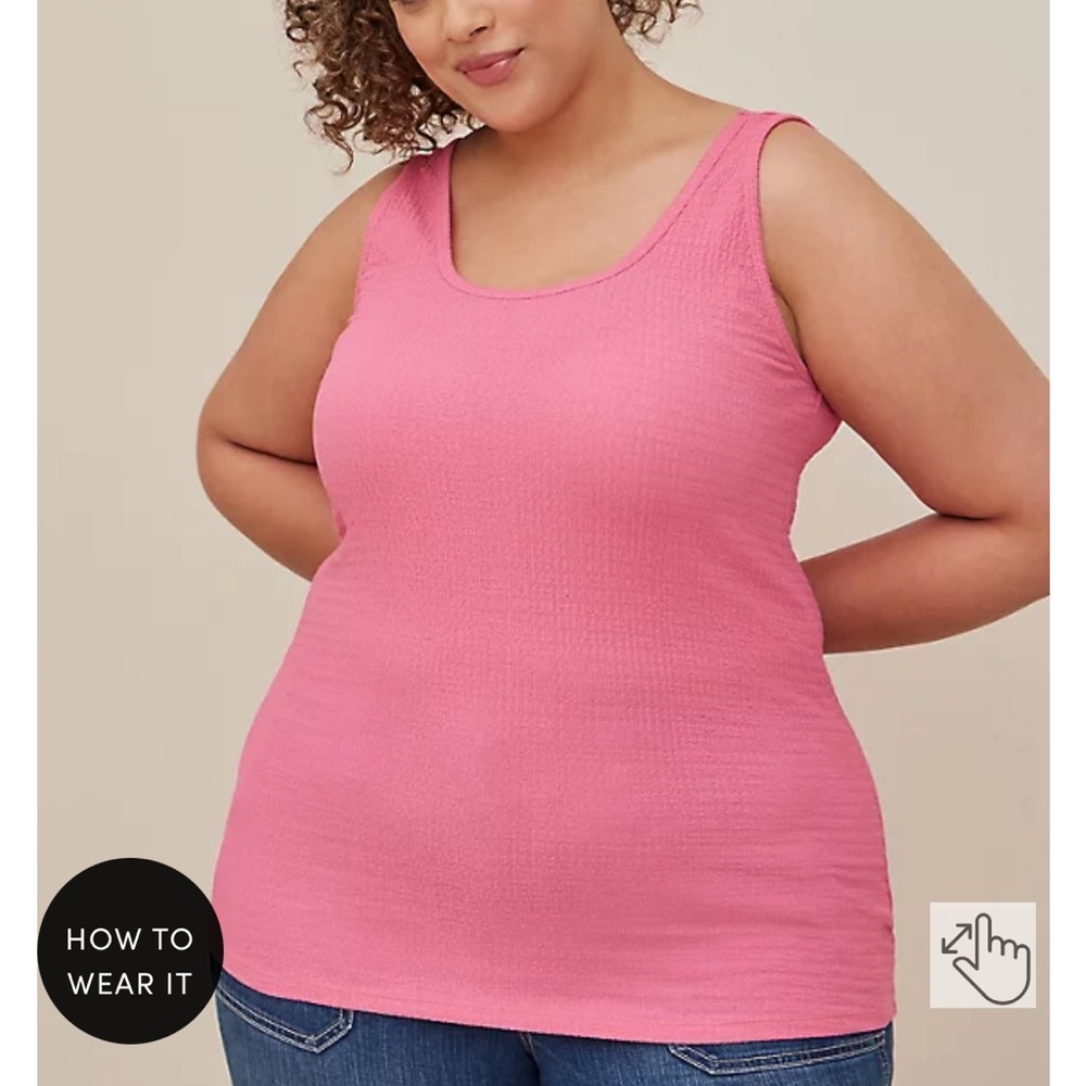 Torrid knit smocked pink double scoop neck tank top 1X